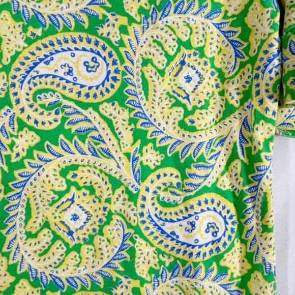 Lauren Ralph Lauren Yellow Paisley Boat Neck Pullover Shirt Large - Picture 3 of 6